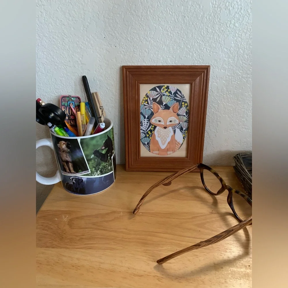Woodland Fox Art in Solid Wood Frame | Home Decor